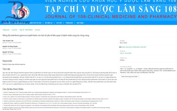 BÀI BÁO ĐÃ ĐĂNG TRÊN TẠP CHÍ